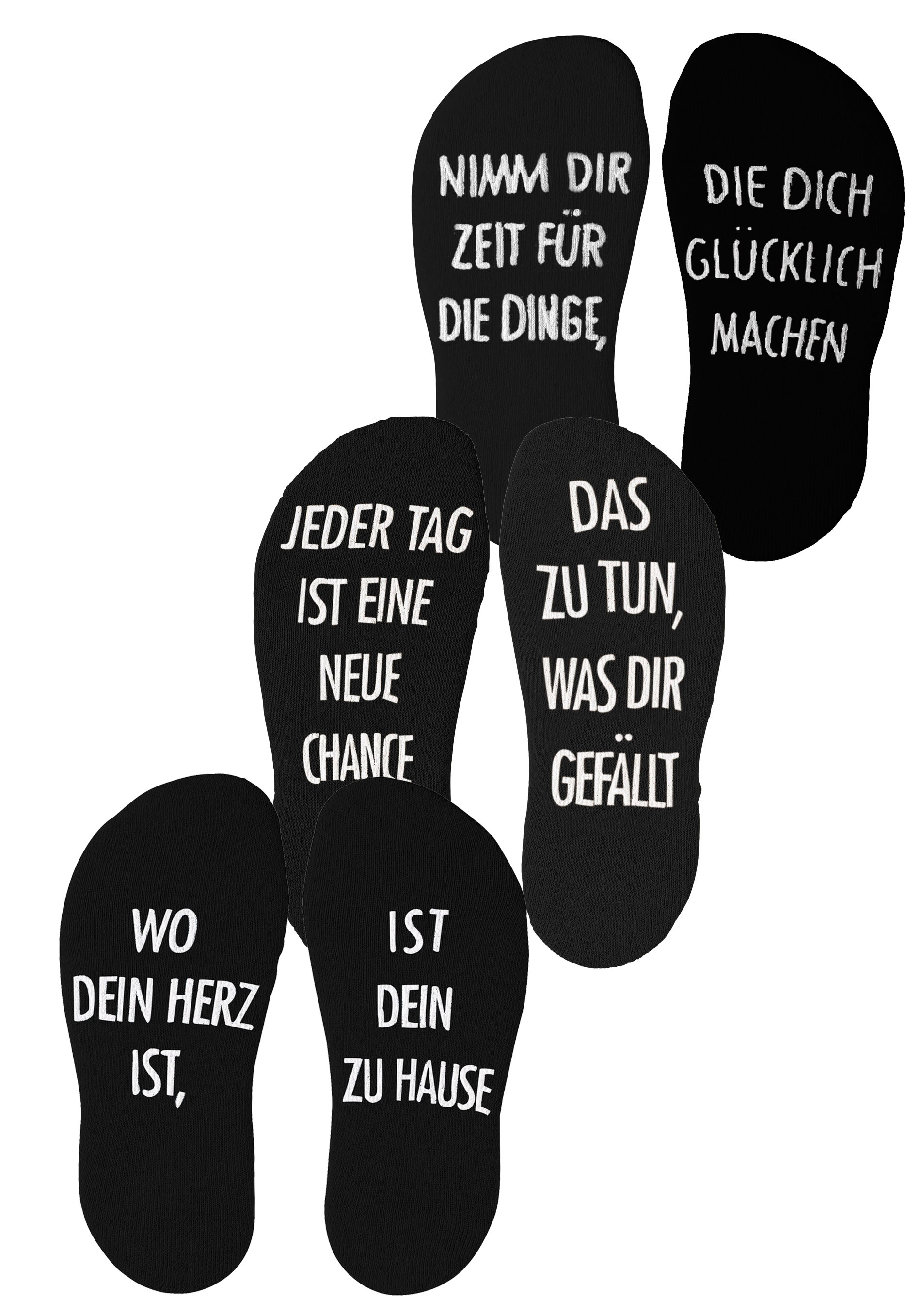Arizona Kuschelsocken Packung, 3 Stk. tlg. mit Antirutsch in Form eines Spruches