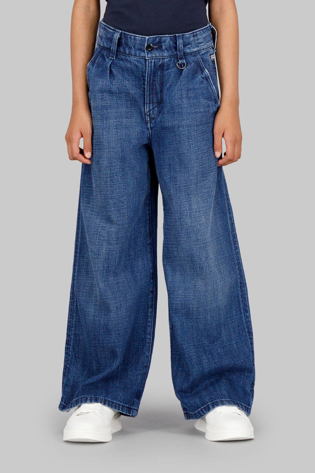 G-STAR loose fit high waist wide leg jeans medium blue denim