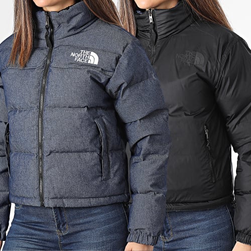 Doudoune Femme 92 Reversible Nuptse A831J Bleu Denim Noir