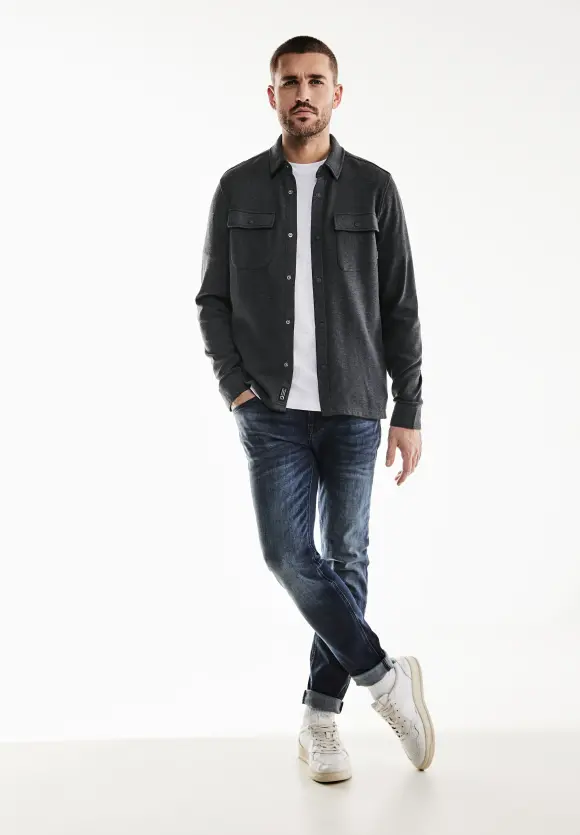 Overshirt in Melange Optik - anthra grey melange