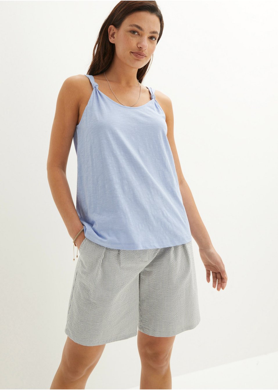 Top en coton à détails nœuds