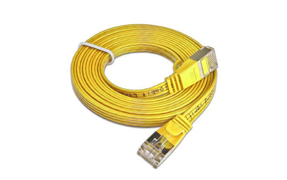 Slimpatchkabel RJ-45 - RJ-45, Cat 6, STP, 0.1 m, GelbGeschirmtes Twisted-Pair-Kabel (STP) mit Klinkenschutz