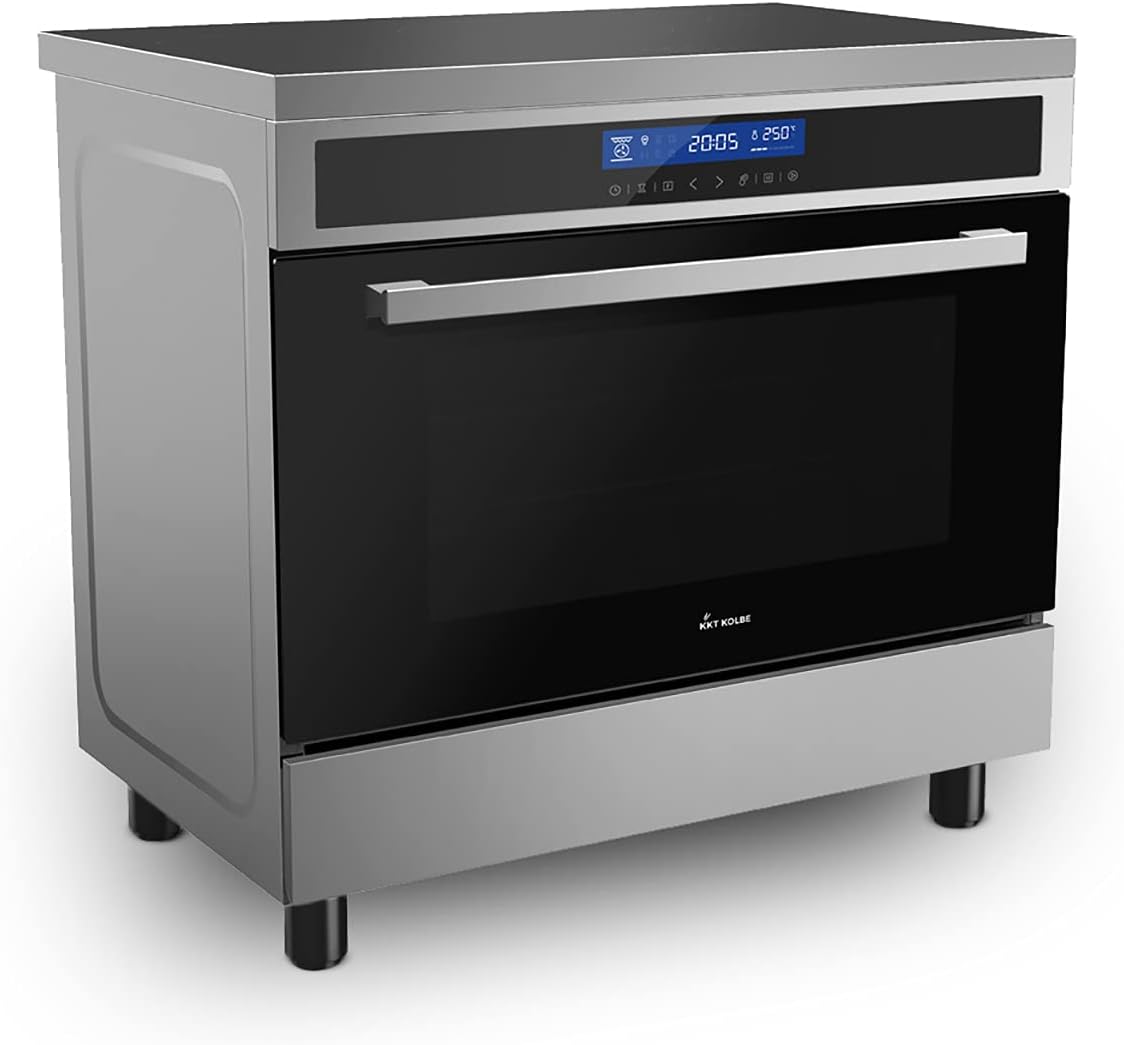 KKT KOLBE Kochzentrum | Standherd mit Induktionskochfeld | 90cm | 108 l | 4 Zonen | 15 Heizstufen | Teleskopauszug | Drehspieß | Grill | SensorTouch | CC9001IND