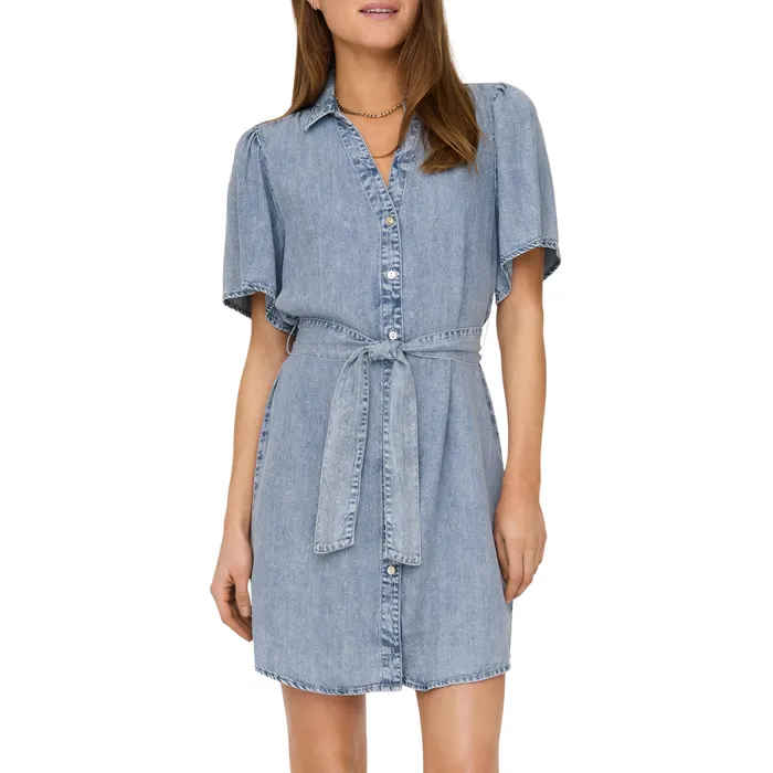 Only Helena Belted Denim Jurk Dames