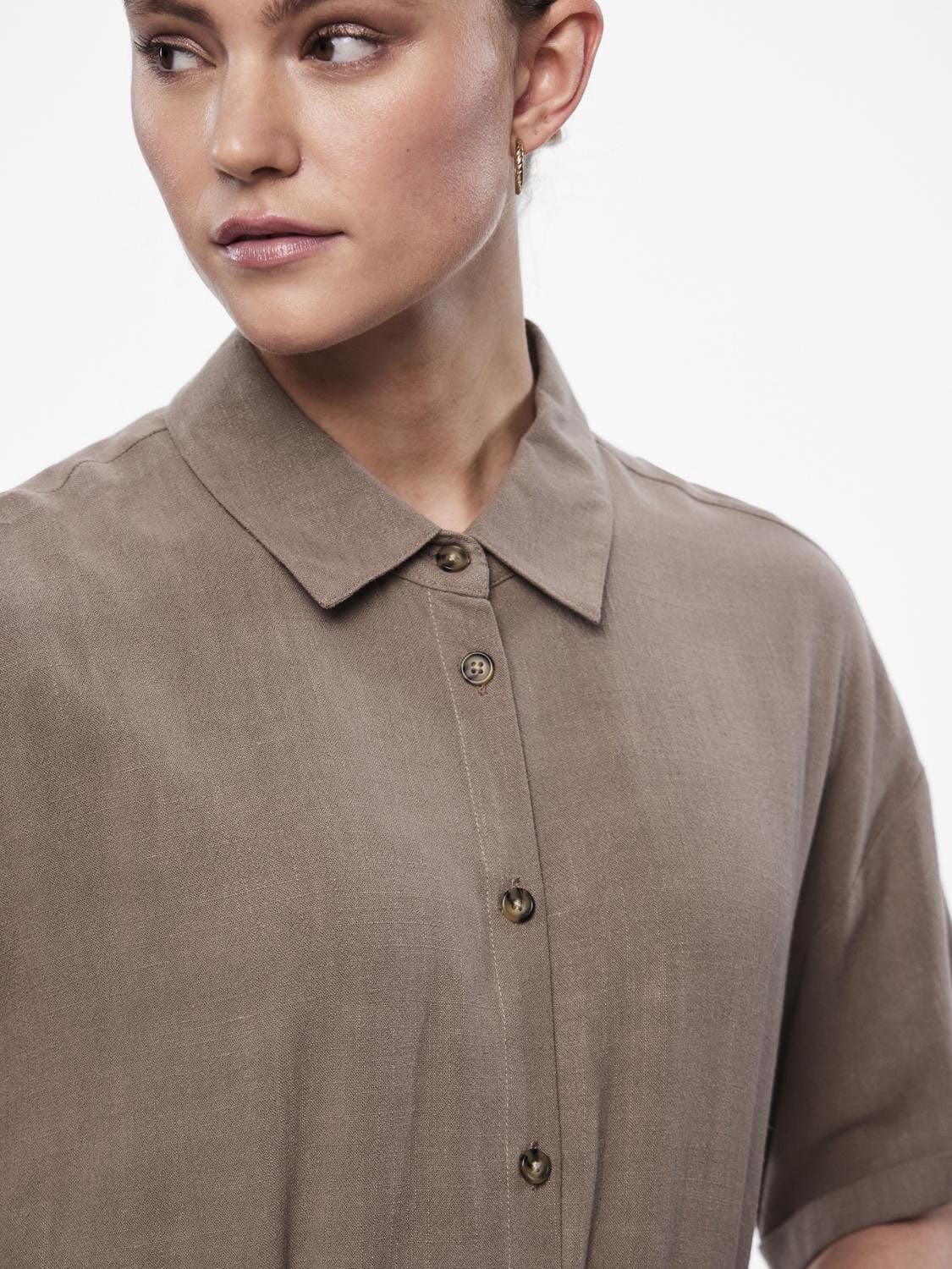 Pieces Pcvinsty Ss Linen Shirt Dress 4385139 fossil