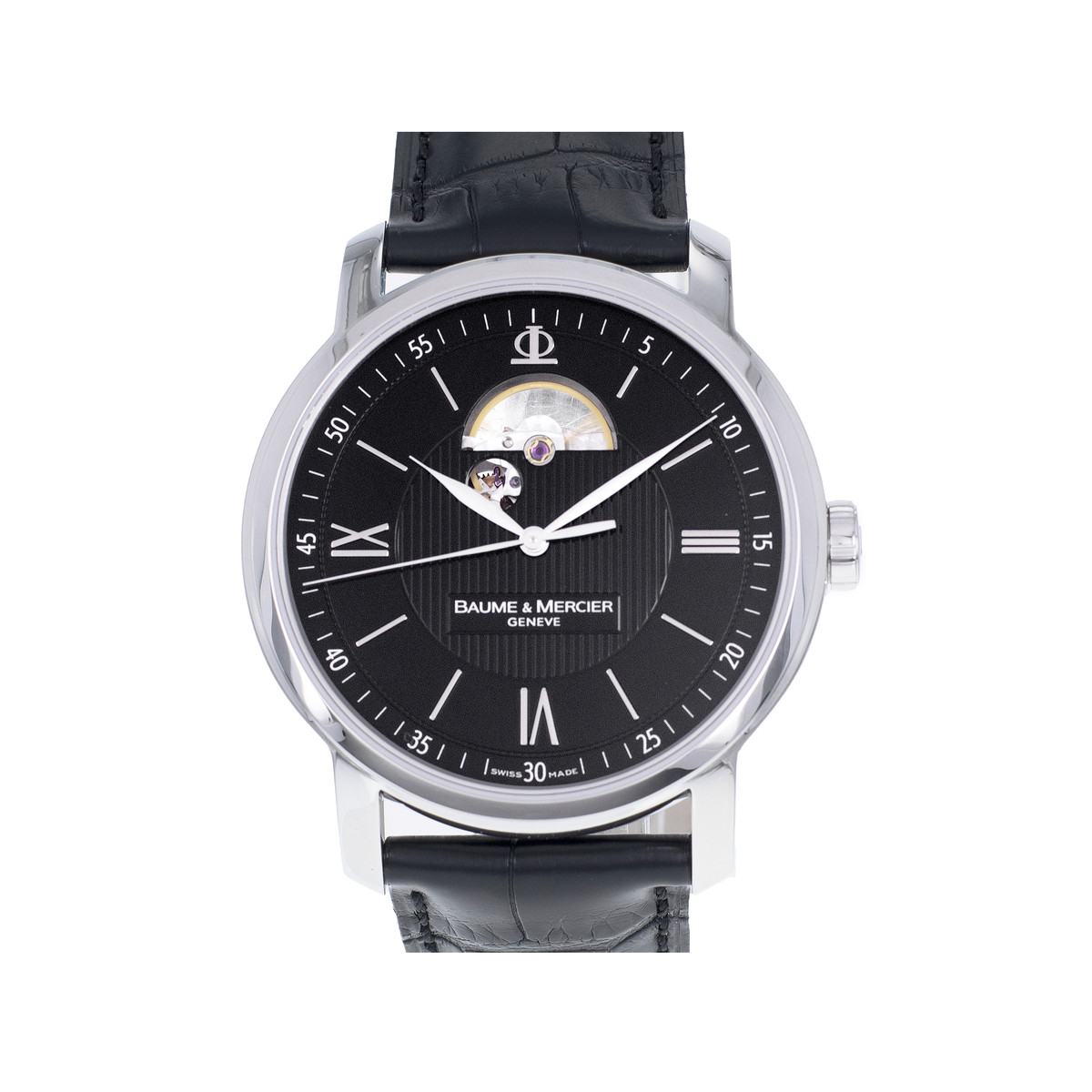 Montre d'occasion BAUME & MERCIER classima femme automatique bracelet cuir noir