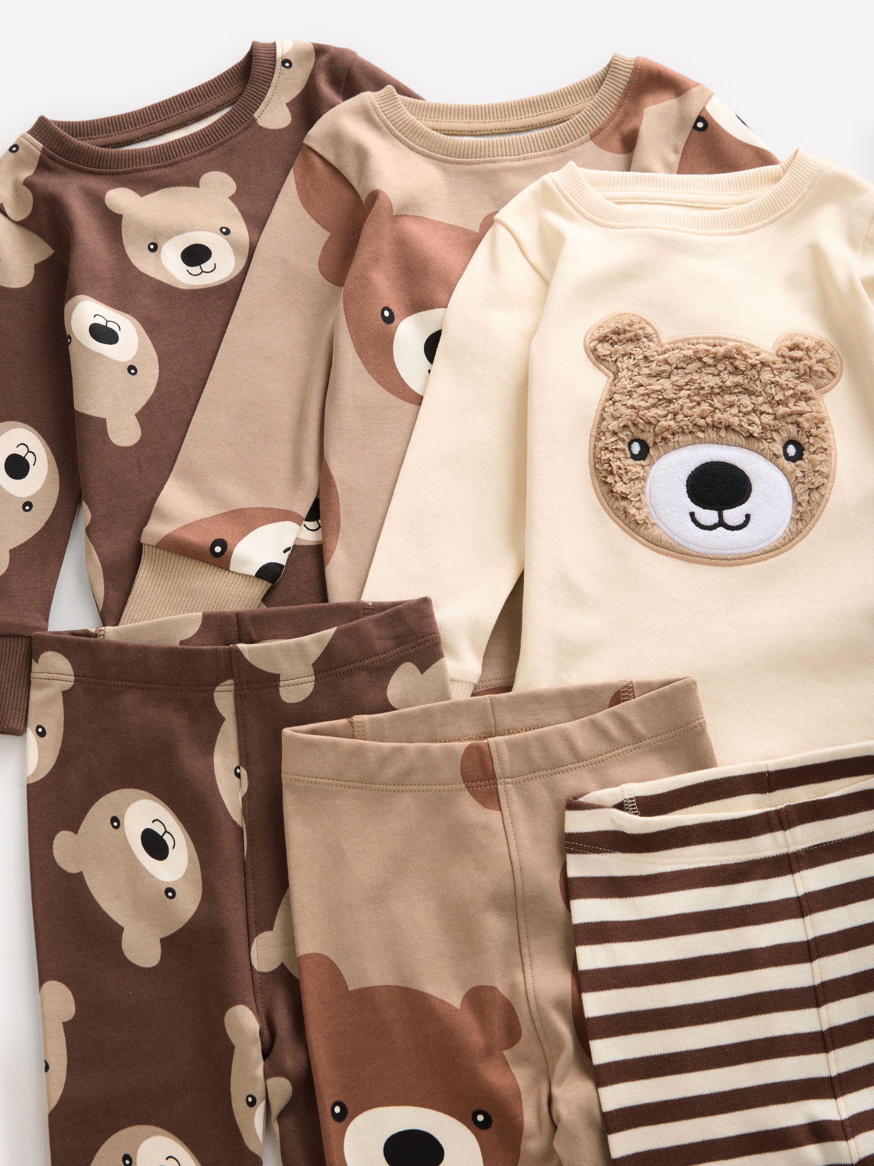 Bruin/crèmekleurig - Verpakking van 3 knusse pyjama's (9mnd-6jr)