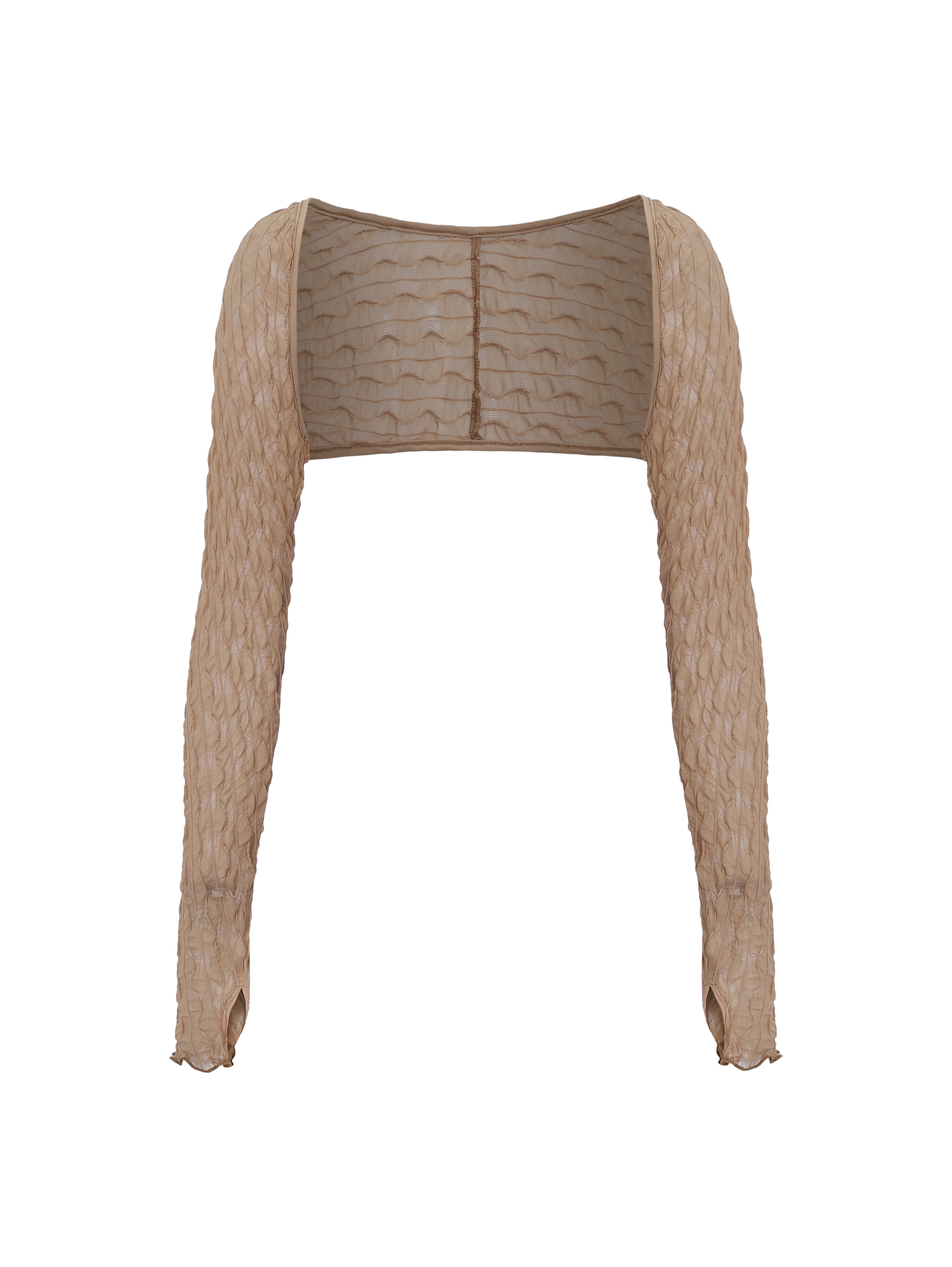 Boléro beige texturé à manches longues