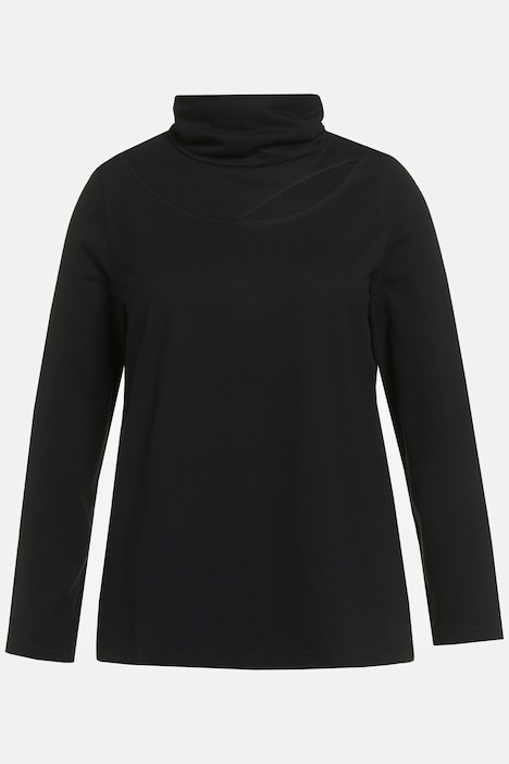 Shirt, Cut-Out, Classic, Stehkragen, Langarm