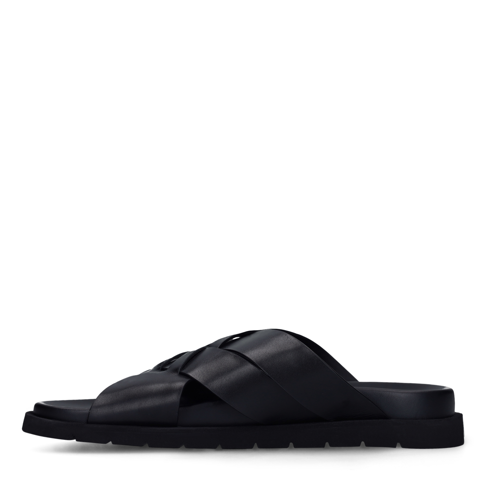 Zwarte leren slippers