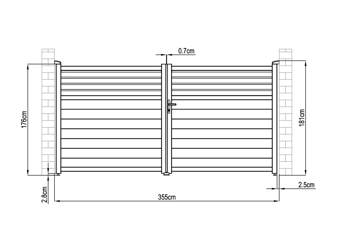 Portail électrique battant aluminium persienné L355 x H181 cm anthracite - VIAZO