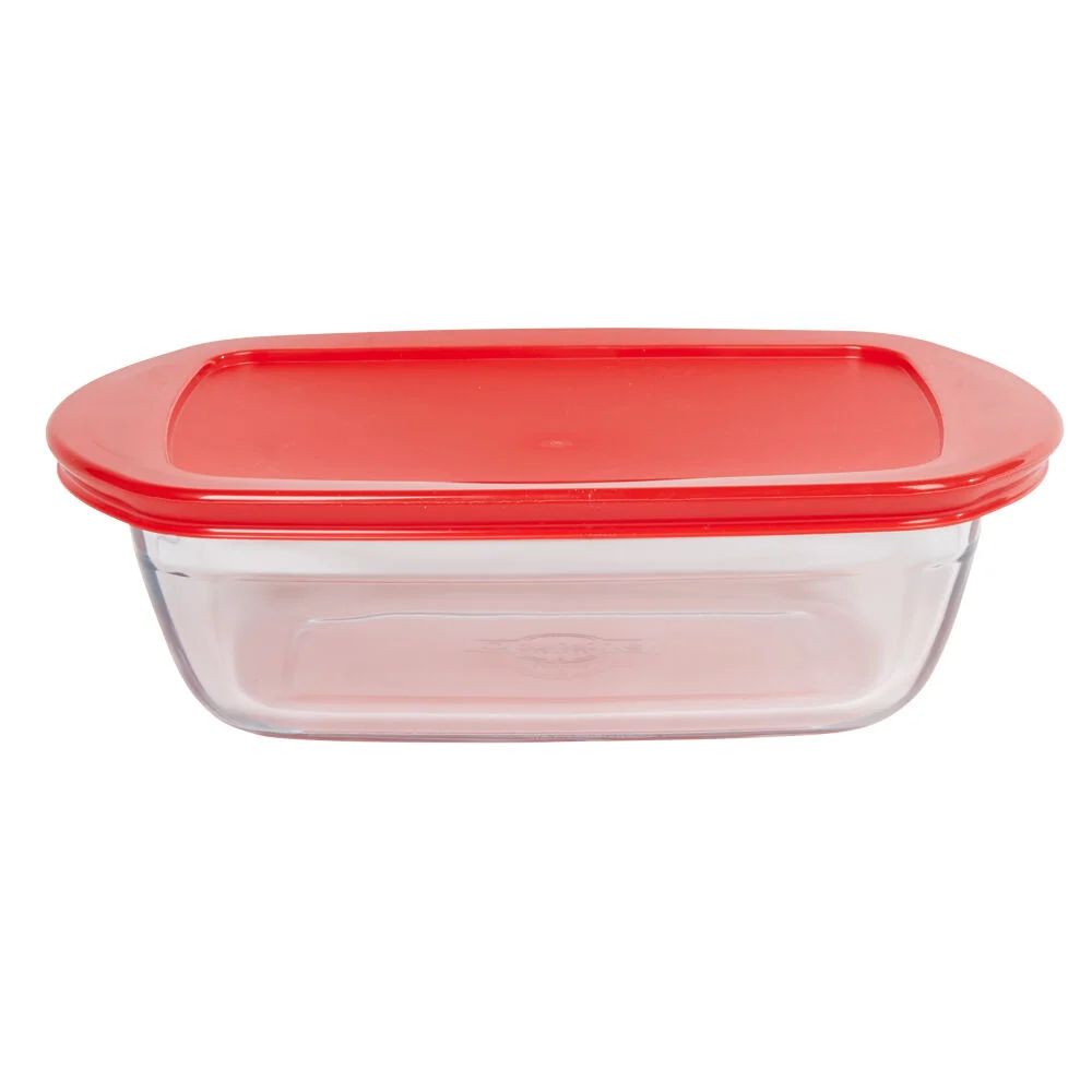 Plat à four rectangulaire en verre couvercle plastique