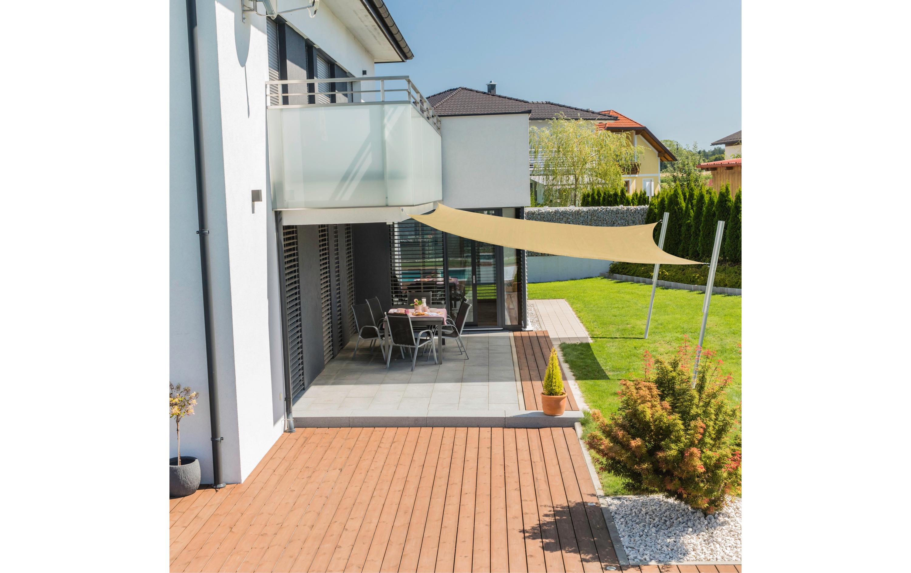 Sonnensegel Capri, 5 m, Eckig, Champagner<br>Schattentuch für Terrasse oder Balkon