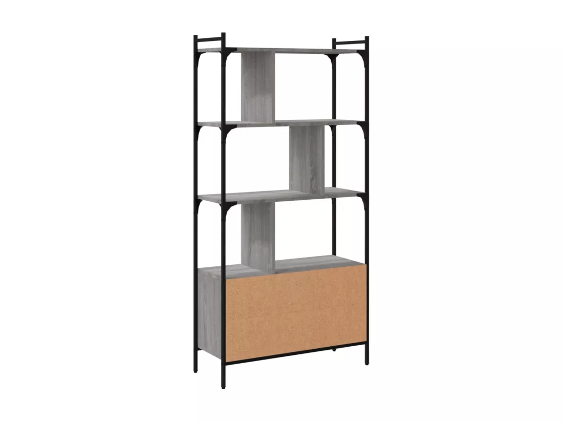Bibliothèque avec portes sonoma gris 76,5x30x154,5 cm