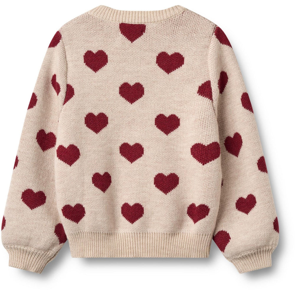 Køb Wheat Offwhite Melange Jacquard Cardigan Hearts