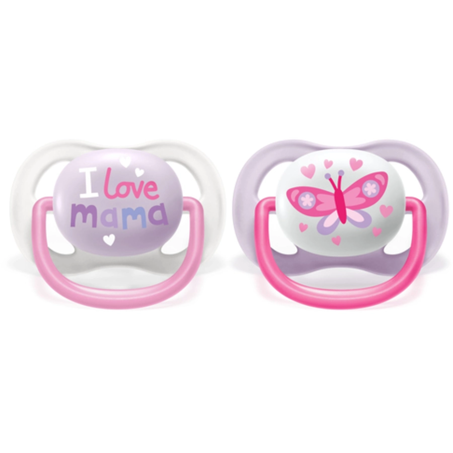 Philips Avent Schnuller ultra air SCF08002 Collection Happy 0-6m Girl MamaButterfly im Doppelpack