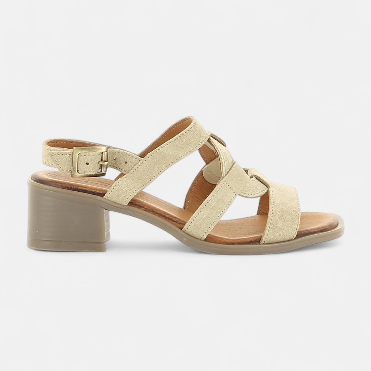 Nu-pieds Femme en cuir beige