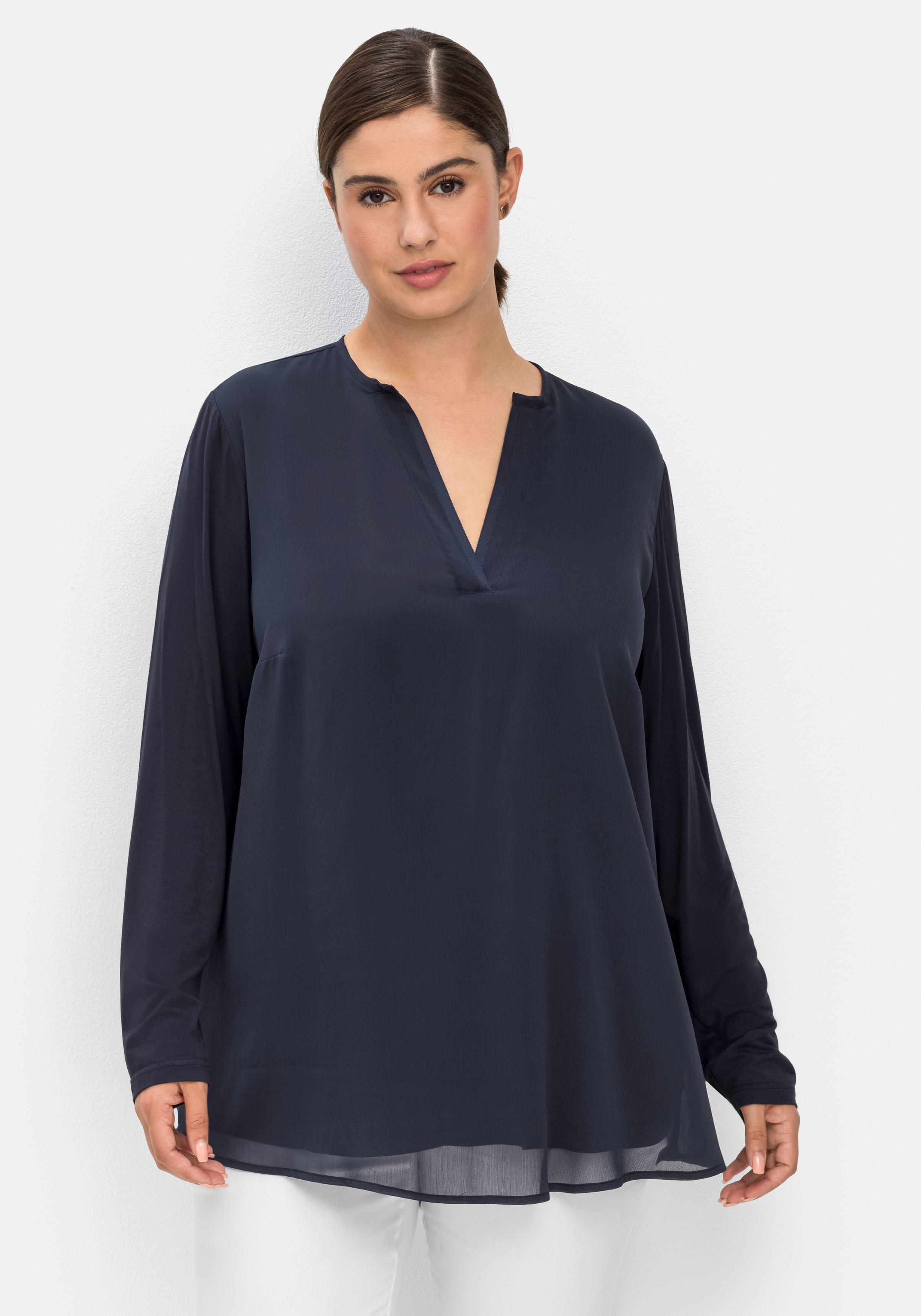 Tunika im Lagenlook aus Chiffon und Jersey