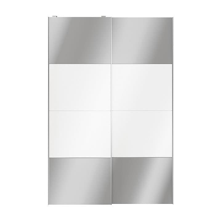 Portes de placard coulissantes 2 vantaux panneaux blancs brillants et miroir GoodHome Atomia H. 225 x L. 150 x ép. 5,5 cm