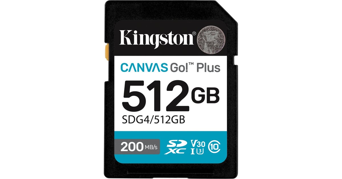 KingstonCanvas Go! Plus SDXC 512 GB geheugenkaart  (Zwart, Class 10, UHS-I U3, V30)