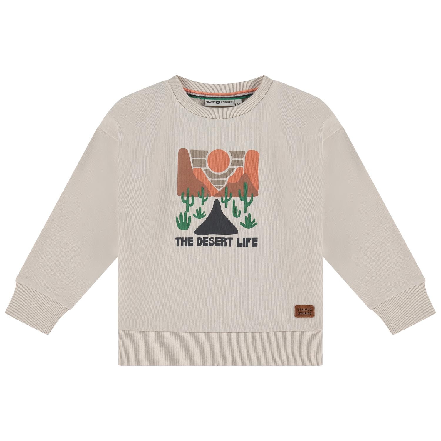 Stains & Stories peuter sweater lange mouwen printopdruk beige