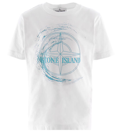 Stone Island T-shirt - Hvid m.  Grøn