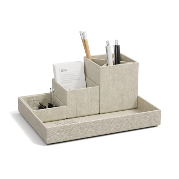 Skrivebordsoppbevaring 4 deler Linen Bigso Box of Sweden
