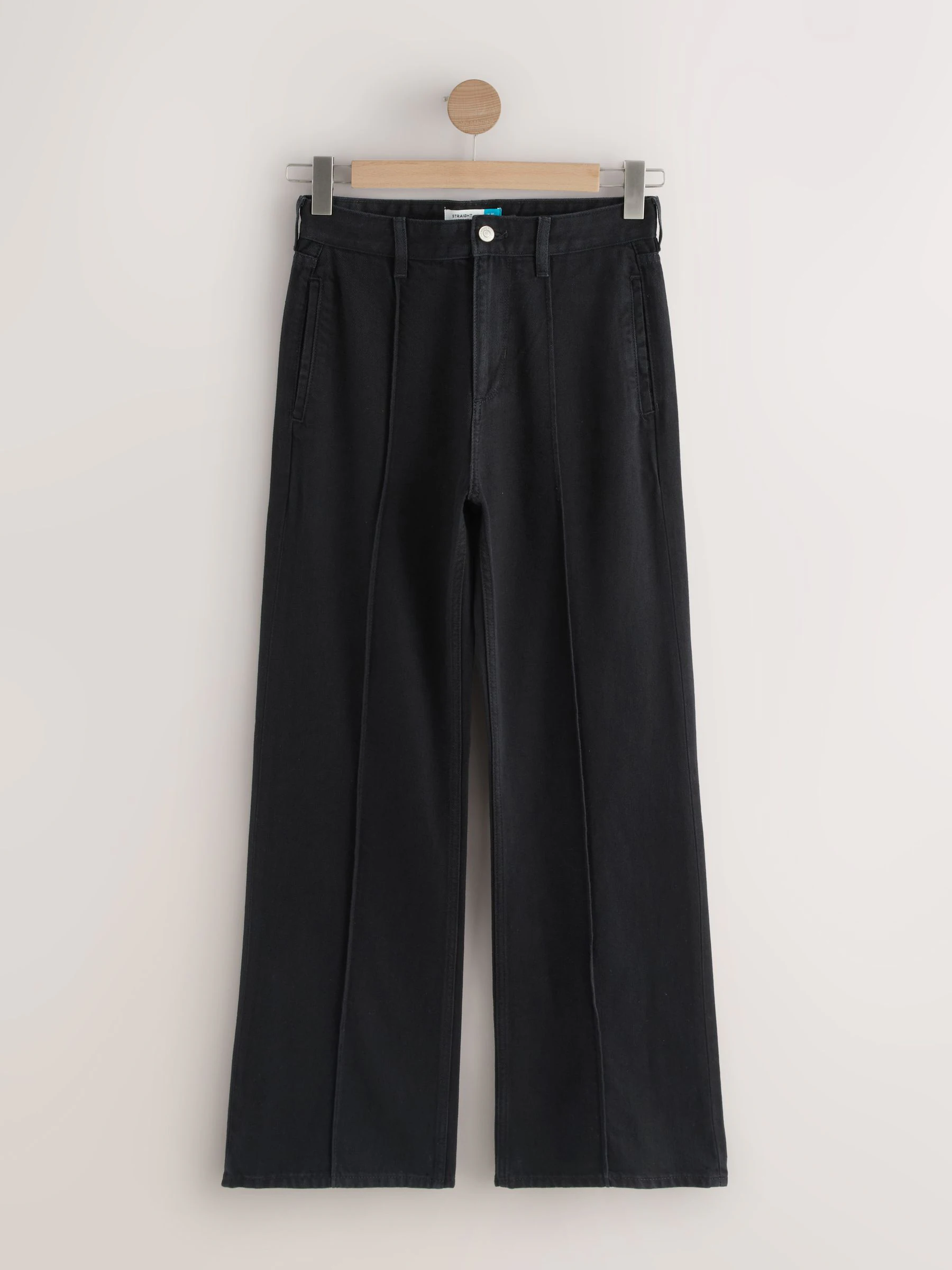 Zwart - Jeans met rechte pijpen met naad aan de voorkant