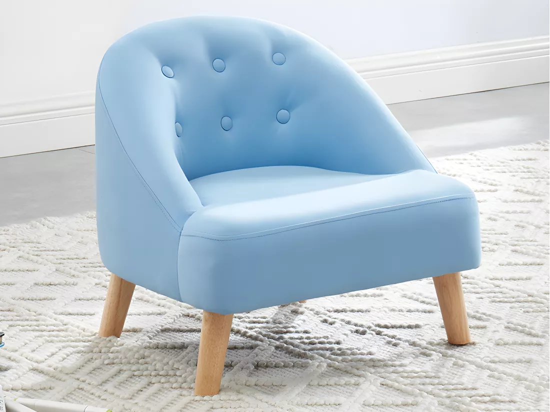 Fauteuil pour enfant en tissu 100% coton MAGGIE - Bleu pastel