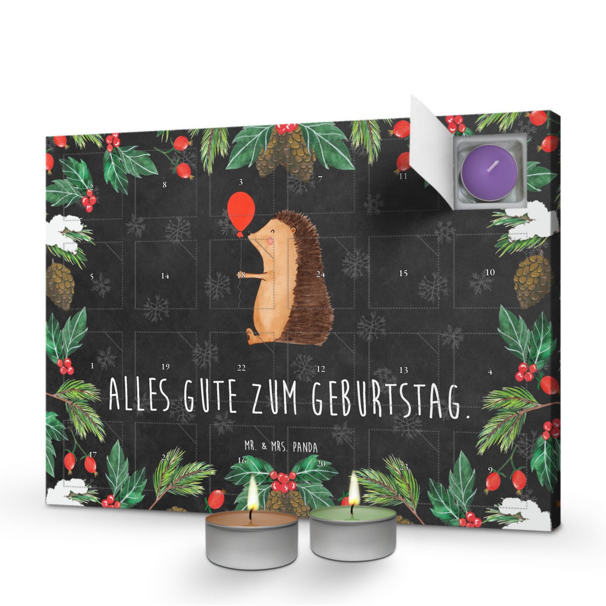 Mr. & Mrs. Panda Geurkaars Adventskalender Egel Ballon - Zwart