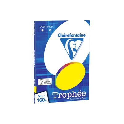 Clairefontaine Trophée - Papier couleur - A4 (210 x 297 mm) - 160 g/m² - Ramette de 50 feuilles - jaune soleil
