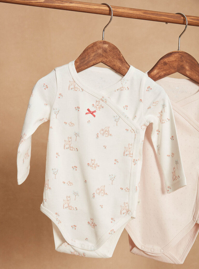 Lot de 2 body rose et écru en coton biologique