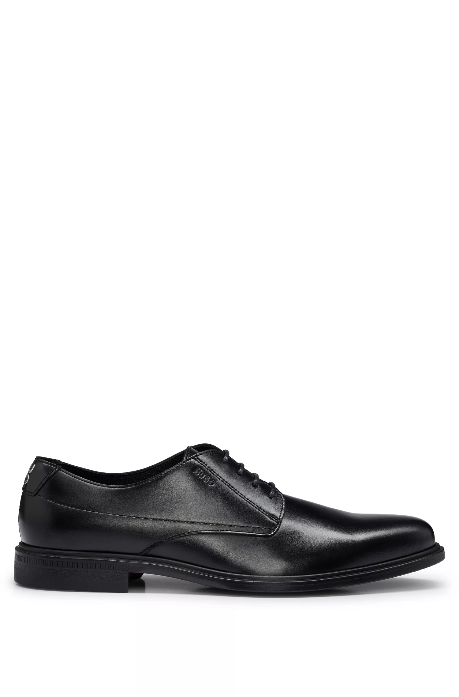 Sapatos HUGO Red-Derby em couro napa com logotipo em relevo.