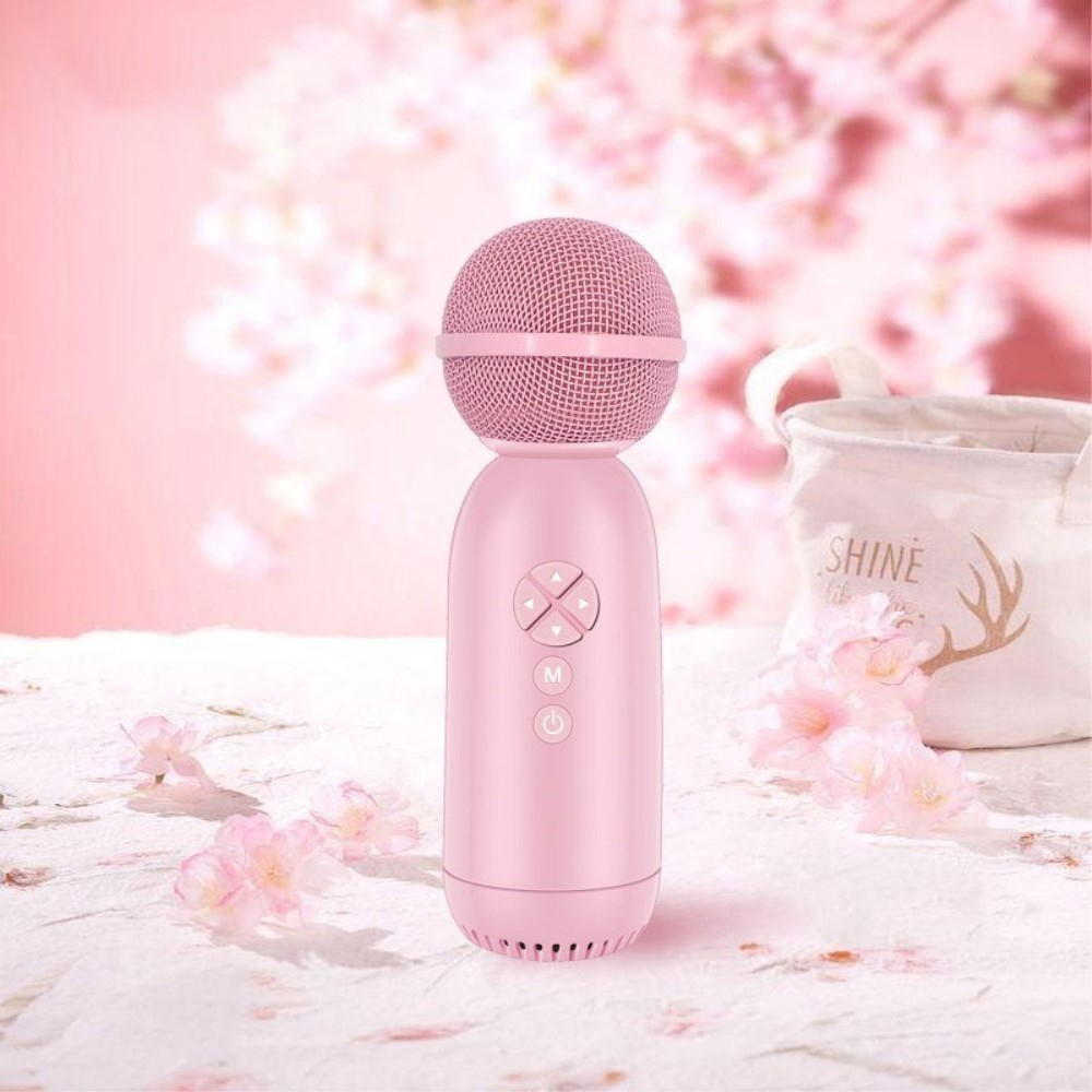 2in1 Kinder Karaoke Mikrofon Bluetooth 5.0 / AUX / MicroSD-Karte Lautsprecher - Rosa