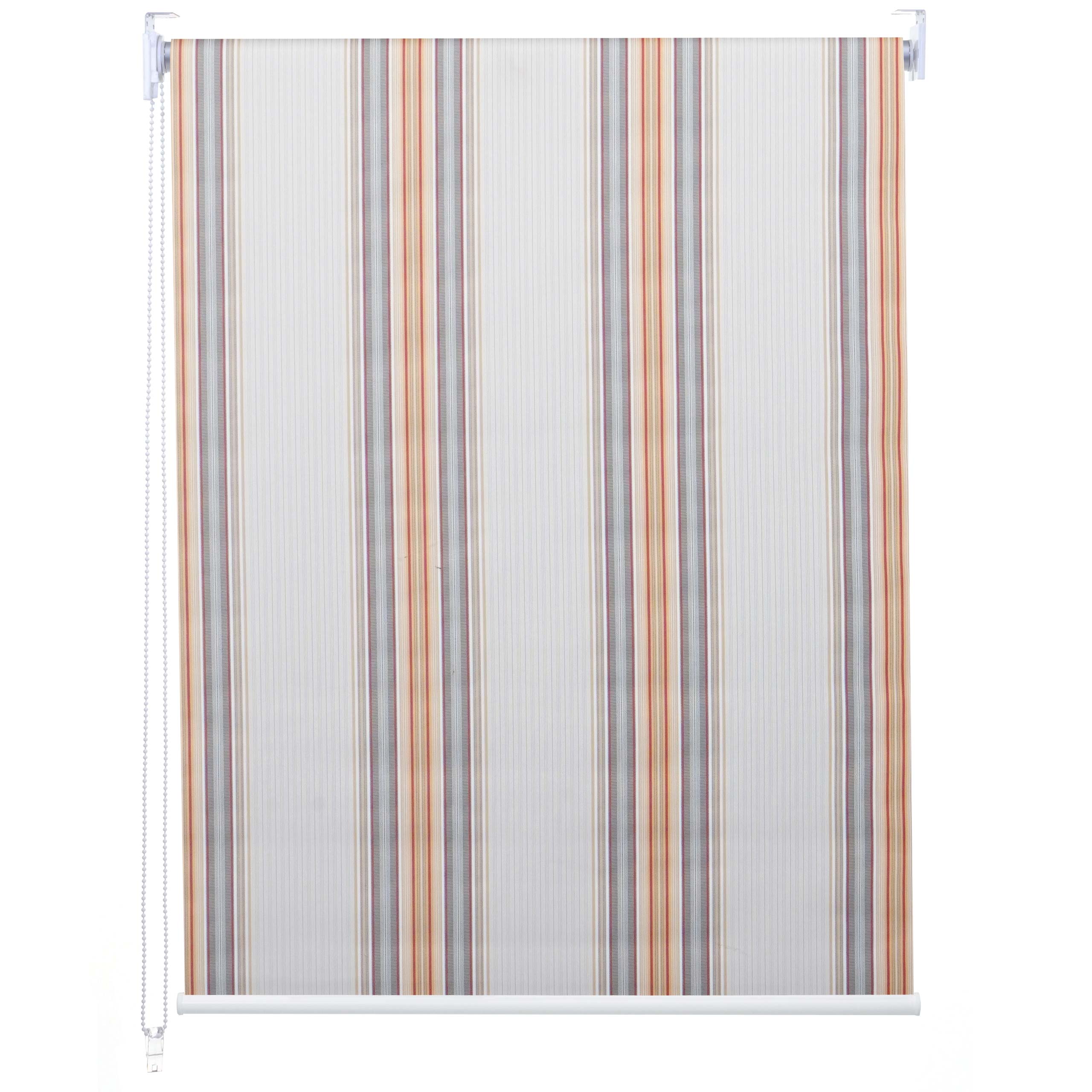 Rollo MCW-D52, Fensterrollo Seitenzugrollo Jalousie, Sonnenschutz Verdunkelung Isolation blickdicht 110x160cm ~ grau/braun/orange
