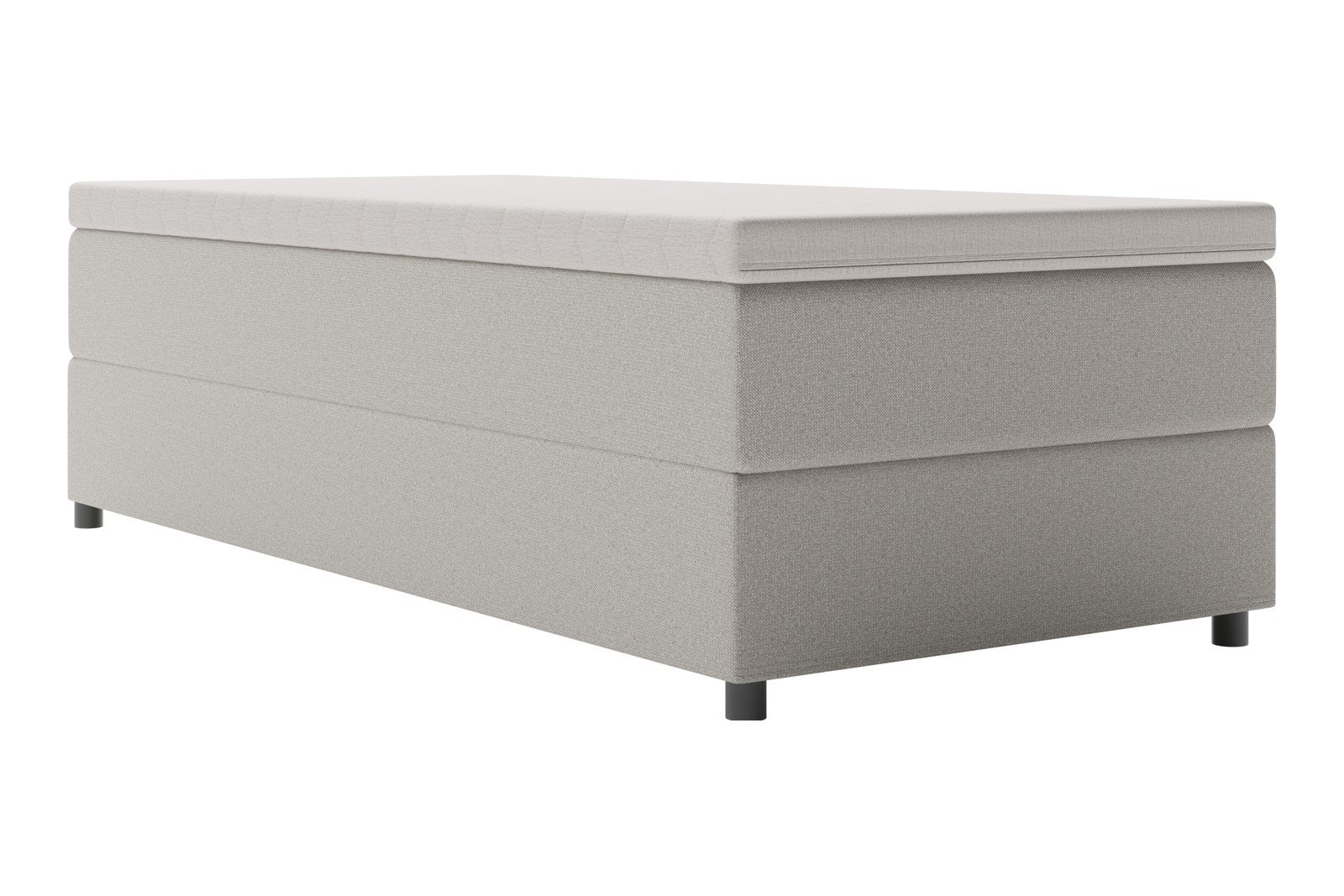 Premium 10 oppbevaringsseng 120x200 cm Magasinseng med oppbevaring, åpnes fra siden. I tekstil terranova 08 krem, med fast fasthetsgrad og premium 10 overmadrass,sorte ben. Sengegavl selges separat.