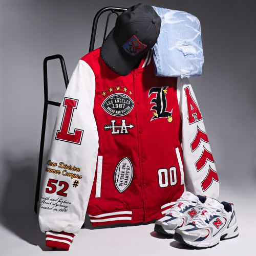 Veste Teddy Rouge Blanc