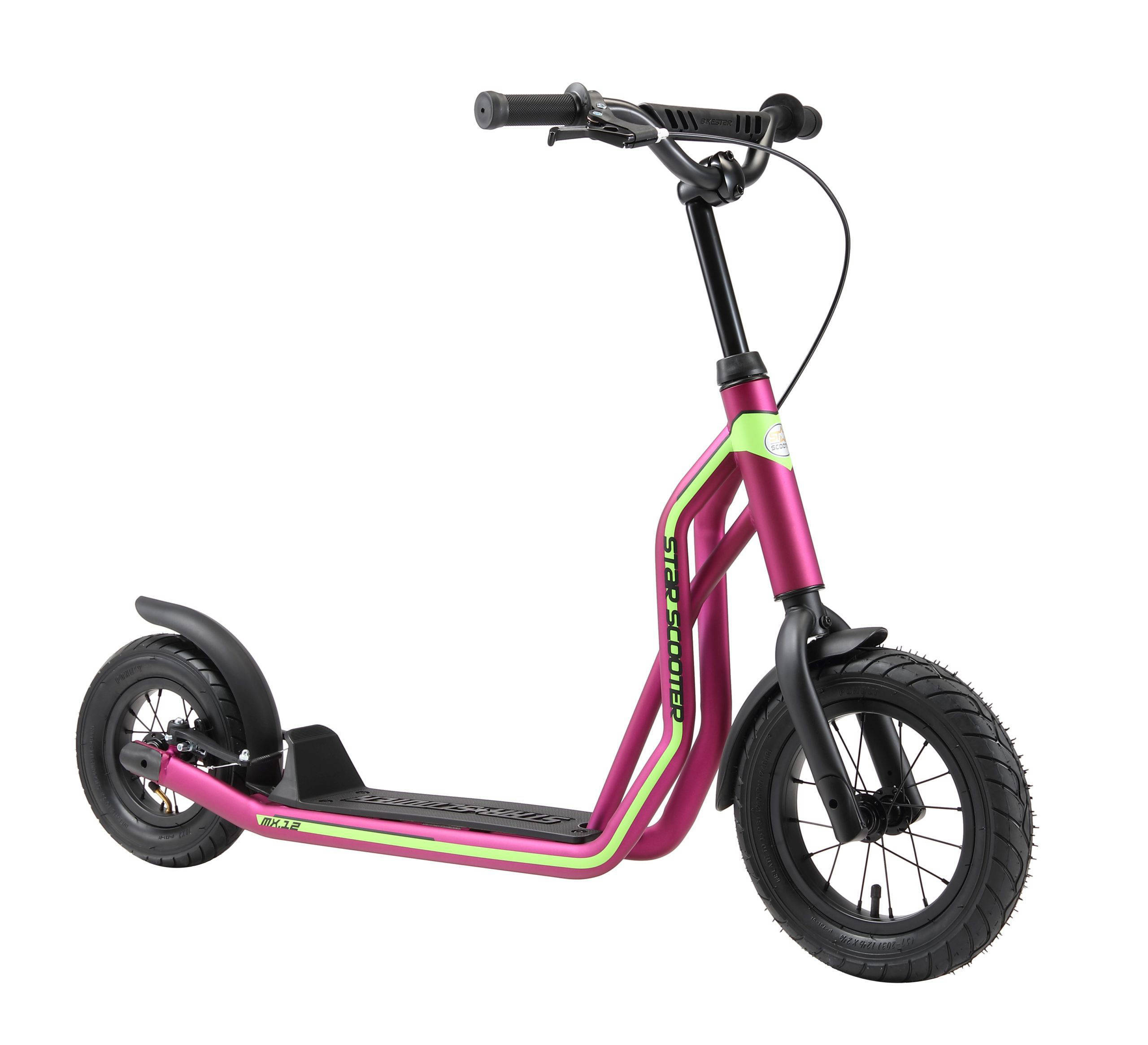 STAR SCOOTER Autoped, 12 inch + 10 inch, donkerroze