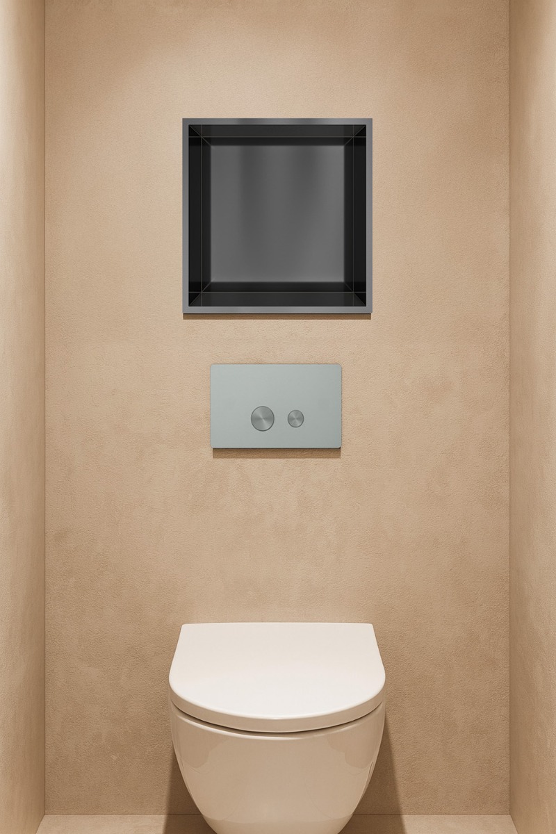 Hotbath &More inbouwnis 30x30x10cm geborsteld zwart PVD
