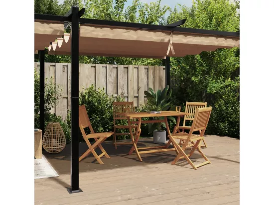 Tonnelle de jardin avec toit rétractable taupe 3x6 m aluminium