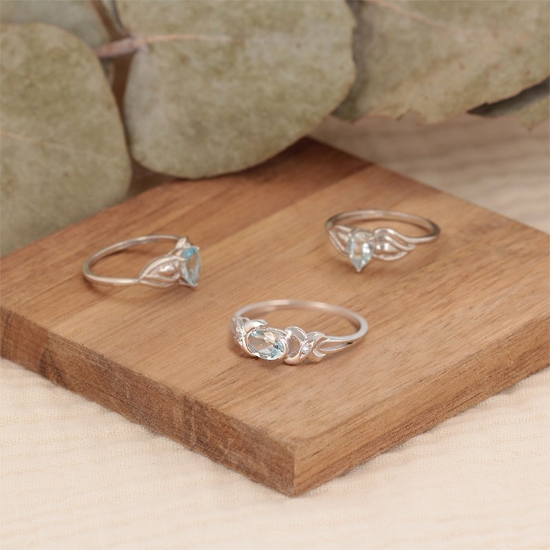 Bague ADEN Aigue-Marine avec diamants sur Argent Massif 925