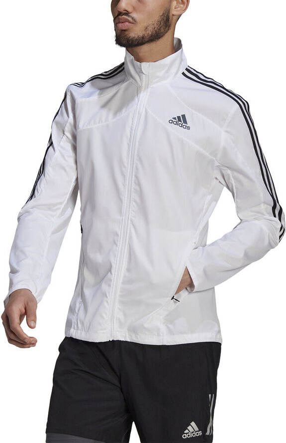 adidas Marathon 3-Stripes løbejakke Hvid