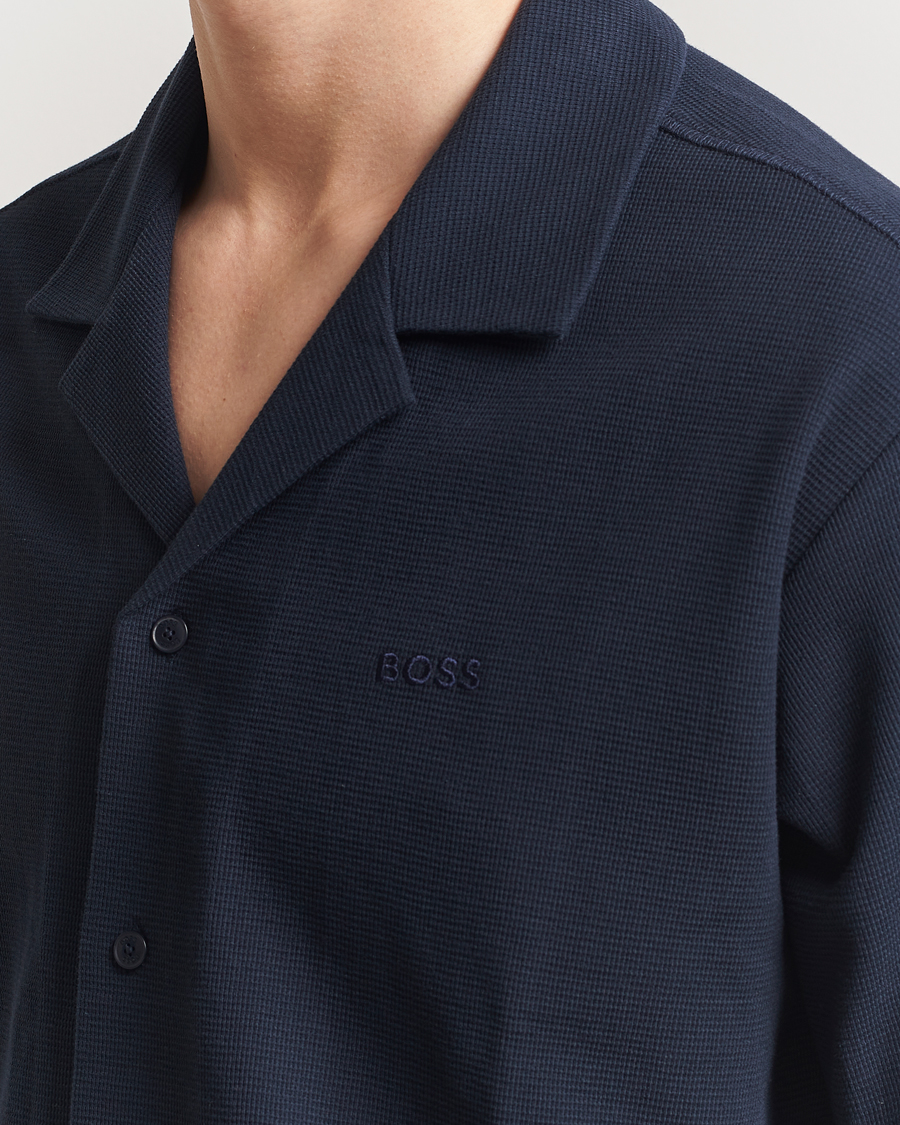 BOSS ORANGE Waffle Short Sleeve Shirt Dark Blue
