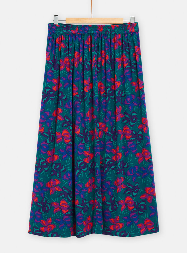 Jupe verte à imprimé fleuri pour femme