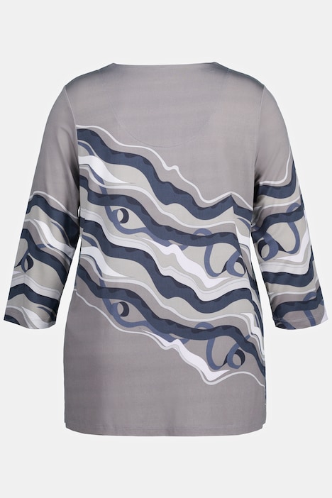 Slinkyshirt, Marmor-Design, V-Ausschnitt, 3/4-Arm