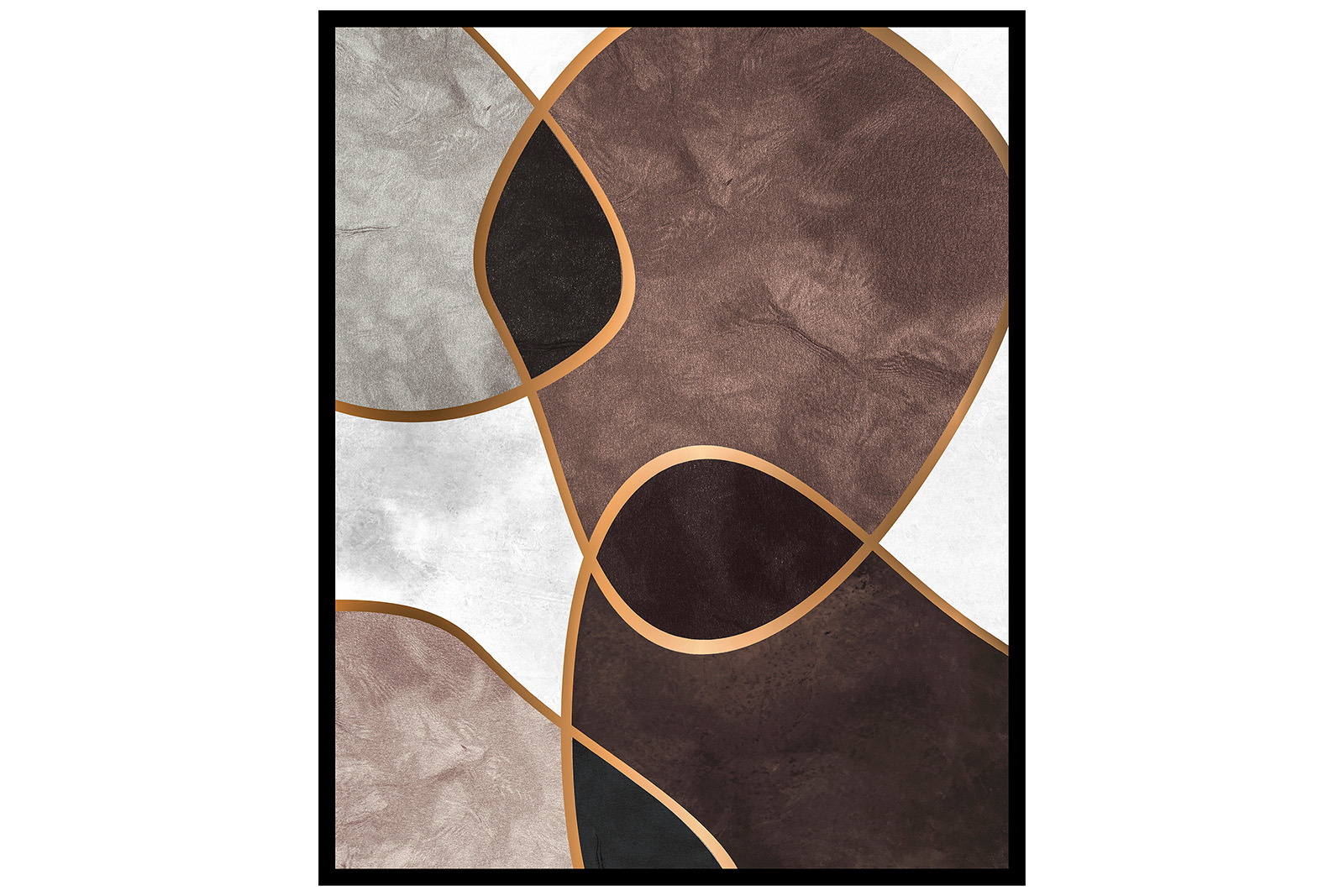 Newline Velvet Shapes III bilde Grafisk poster i bruntoner med sort ramme. 40x50 cm