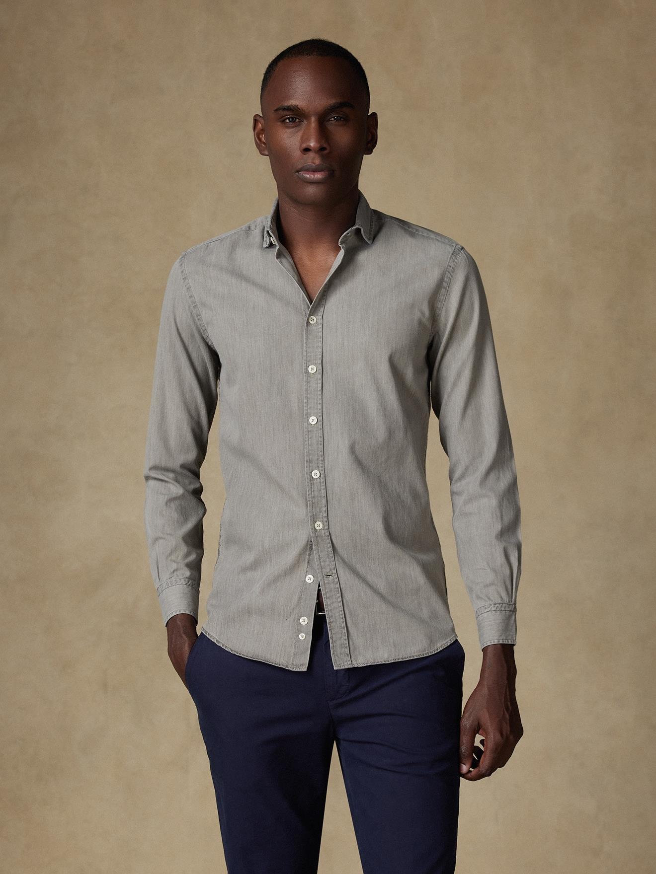 Chemise cintrée Darcy en denim grège