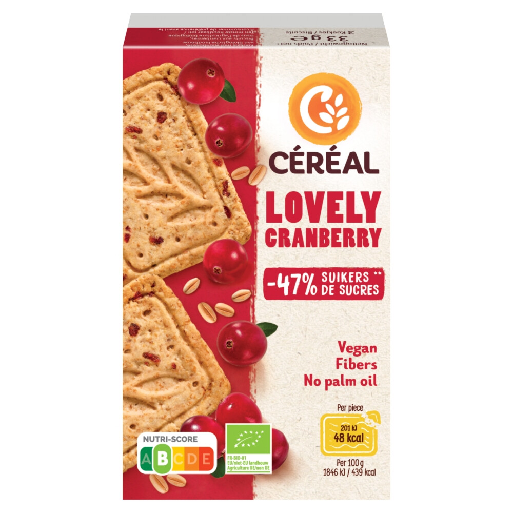 3x Céréal Healthier Bio Koekjes Cranberry33 gr