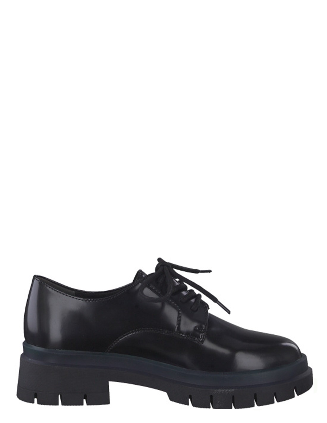tamaris derby femme 23726-29 026 cuir noir vernis