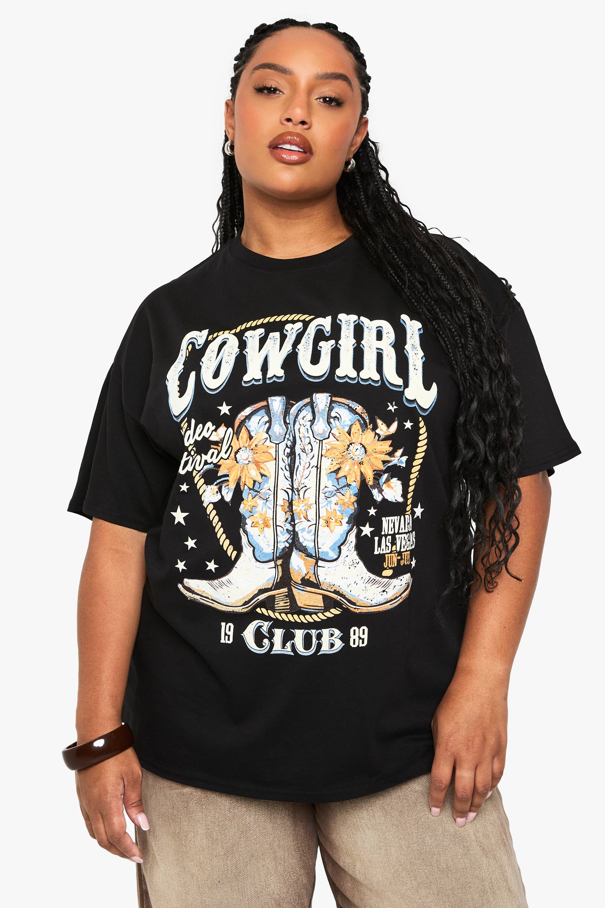 boohoo T-SHIRT SURDIMENSIONNÉ PLUS COWGIRL